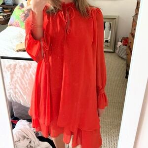 & Other Stories Vibrant Red Long Sleeve Dress